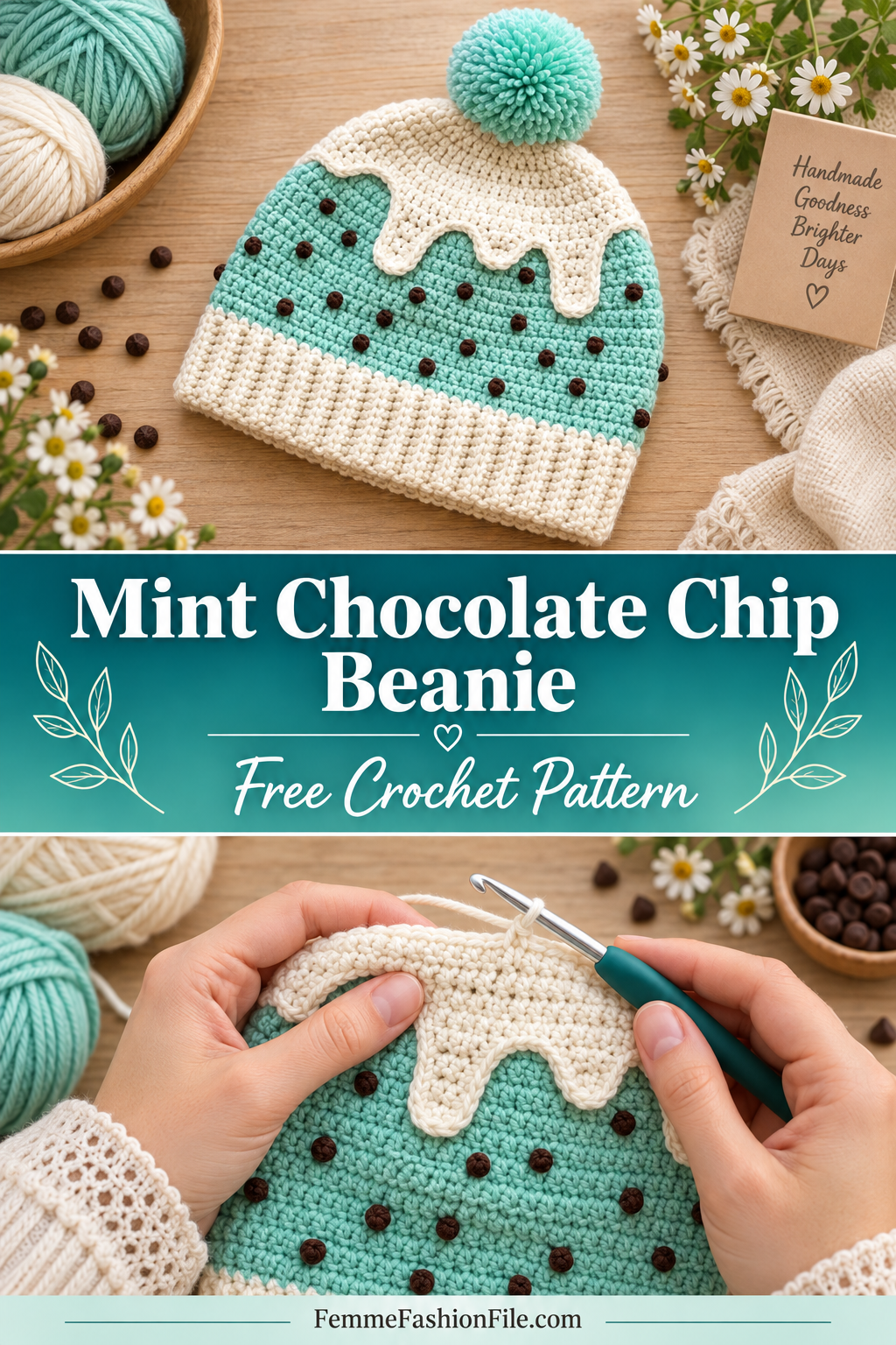 Mint Chocolate Chip Beanie Free Crochet Pattern