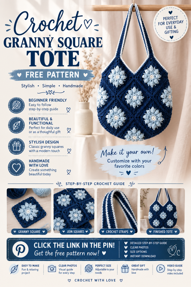 Winter Snowflake Granny Square Tote – Free Crochet Pattern