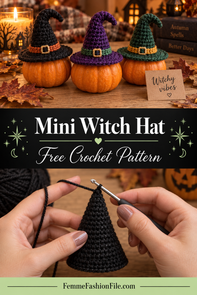 Mini crochet witch hat free Halloween pattern