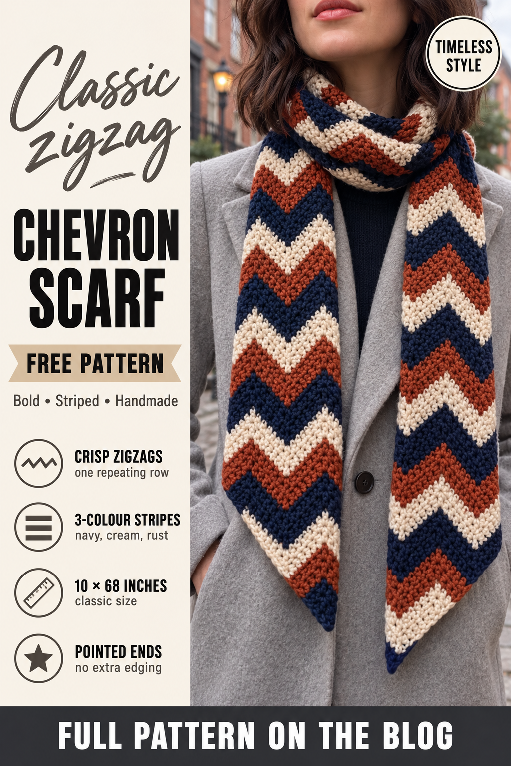 Striped Crochet Chevron Scarf – Free Zigzag Pattern