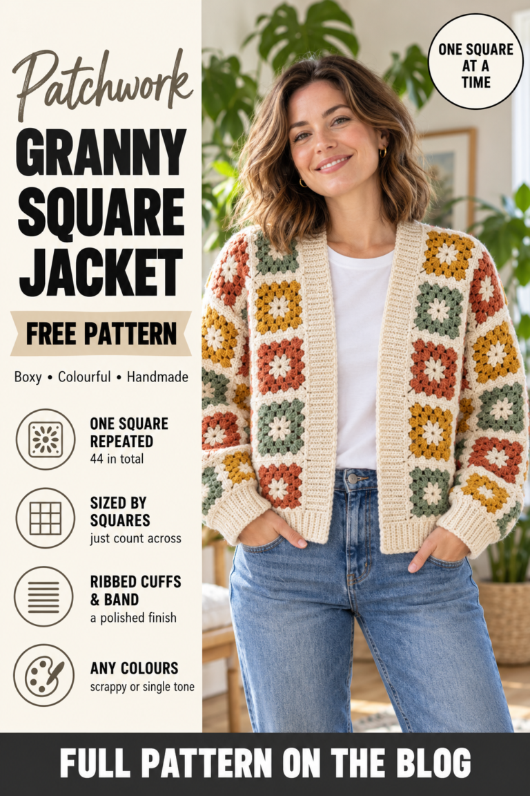 Granny square crochet jacket free pattern