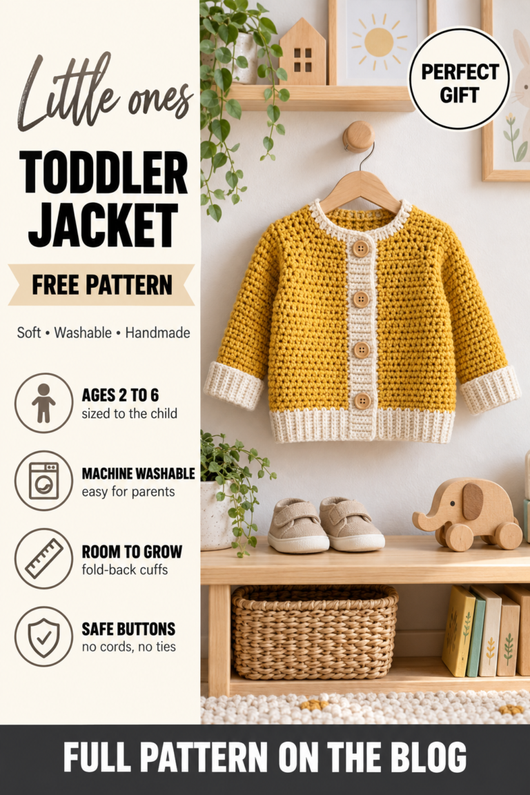 Toddler crochet jacket free pattern for ages 2 to 6