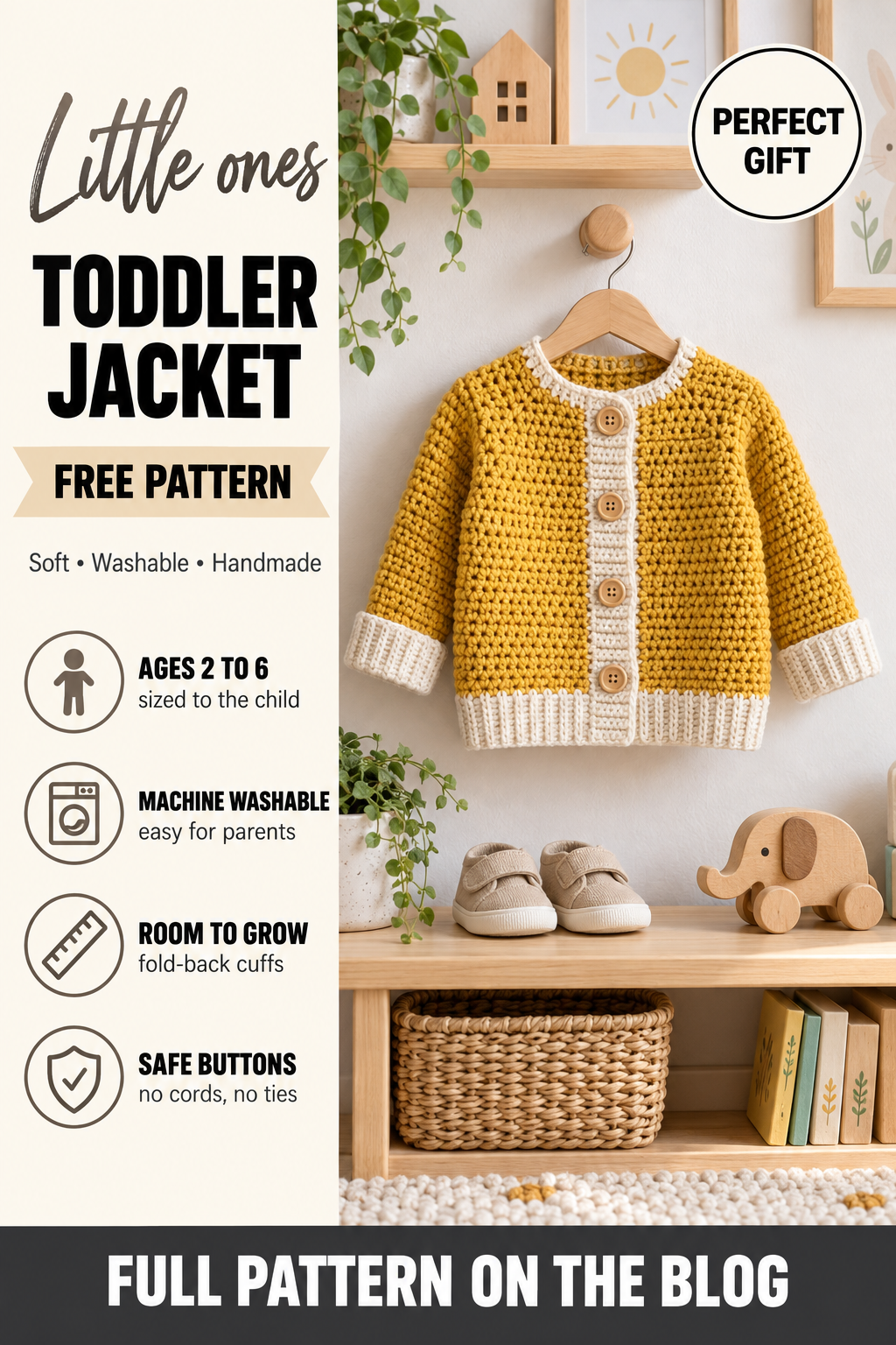 Toddler crochet jacket free pattern for ages 2 to 6